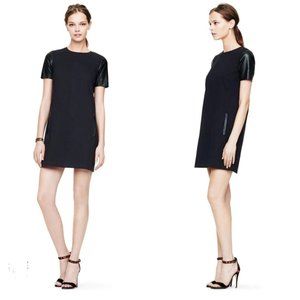 Club Monaco Black Leather Women Cecilia Shift Dress Size 0